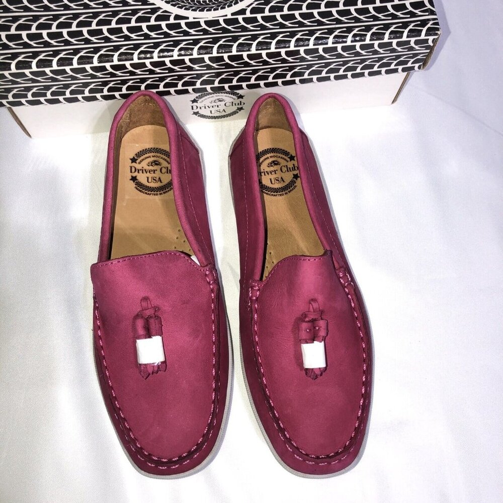 Girls Driver Club USA Johnson Ave Pink Leather Loafers Size 3 Little Kids New